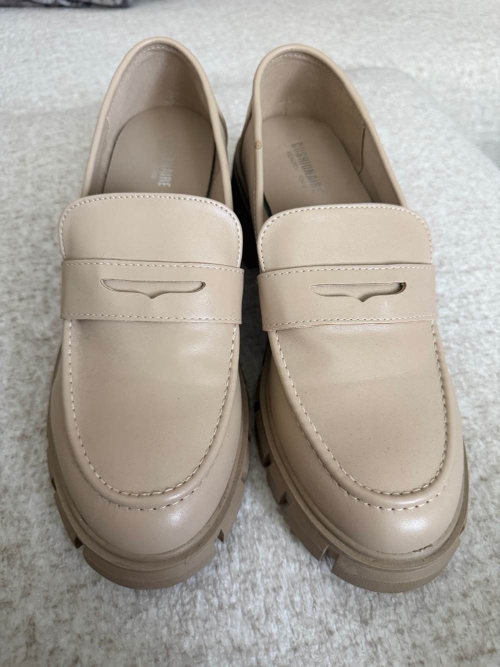 Chunky Penny Loafers in Light Beige for Women